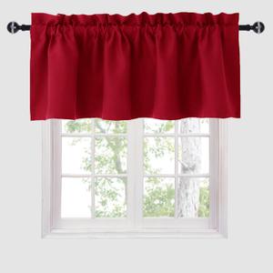 Hiasan Red Valance Curtains for Kitchen Blackout Thermal Insulated Rod Pocket Window Valances, 52 x 18 Inches Length, 1 Panel