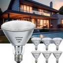 Par30 Long Neck Halogen Flood Light Bulbs 6pcs, 60W 120V 2700K Warm White Dimmable High Brightness, E26 Base, Great for Accent Lighting, Tracking, Recessed Bulb