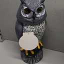Owlsome Solar Owl with Colored Flashing Eyes, Rotating Head, Hoot Sound, Motion Detector and Silent Mode, Plastic Owl Garden Sculpture, Garden Decoration