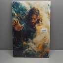 Hands of Jesus Wall Art The Hand of God Jesus Reaching Into Water Christ Religion Canvas Wall Decor Blue Ocean Bible Pictures Posters Prints Paintings for Living Room Bedroom Church Decor 24x36 Framed