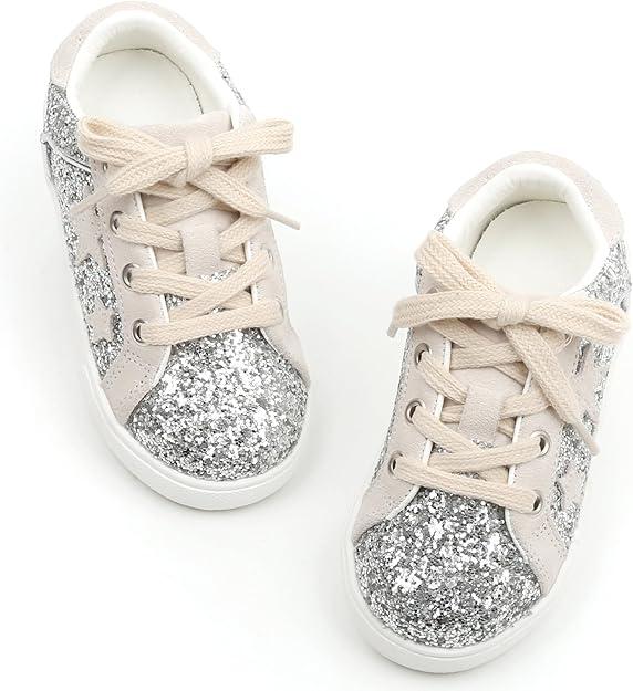 Carter's Kid's Glitter Fashion Sneakers Girls Sparkly Tennis School Slip On Shoes Walking Casual Party Dress Shoes for Toddler Children 9