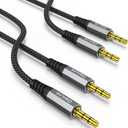 2 Pack AUX Cable, (6.6ft/2m, Hi-Fi Sound) 3.5mm TRS Auxiliary Audio Cable Nylon Braided Cord Compatible with Car,Home Stereos,Speaker,iPod iPad,Headphones,Sony,Echo Dot,Beats (Grey)
