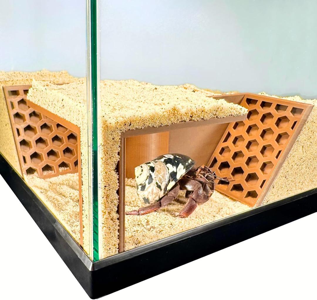 Hermit Crab Underground Tunnel Cave Corner | Hermit Crab Climbing Tank Decor Hide Hideout | Enrichment Habitat Hideaway Decoration Accessories Supplies Toys Ornaments (Earth Brown)