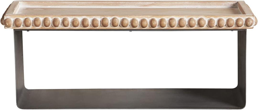 47th & Main Wood and Iron Floating Wall Shelf, Large, Beaded