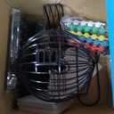 Yuanhe Jumbo Bingo Game Set - 11" Metal Round Cage, 75 Colored Balls, 100 Bingo Cards, 500 Mixed Chips and Master Board for Large Groups, Parties