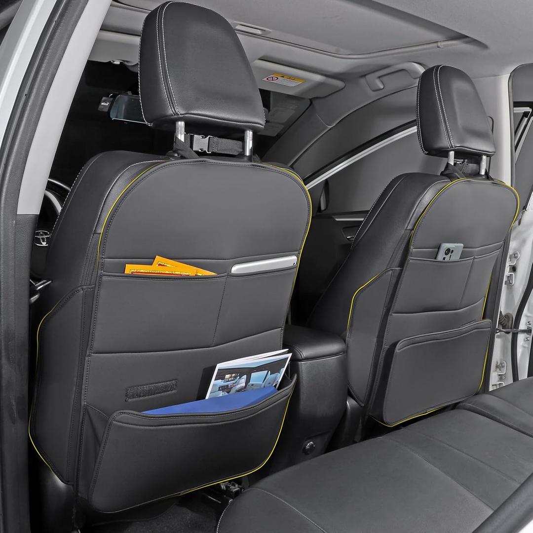 Seat Back Protector,Preventing the Impact of Children Stepping on the Seat Backrest,Beautiful appearance and easy to clean,black (Black -2pcs)