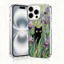 for iPhone 16 Pro Max Case, Animal Phone Cases for iPhone 16 Pro Max, Scratch Resistant Shockproof Cover, Aesthetic Clear Phone Cover, Black Cat Case, Black Cat in Irises（B080）
