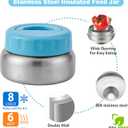 Bento Lunch Box with 9.5 oz Soup Thermo, Kids Leakproof 4 Compartments Bento Box with Silicone Cupcake,Fruit Fork,Spoon and Sauce Cup,Insulated Food Jar for School Travel-Blue
