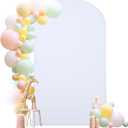 6FT White Arch Backdrop Cover, Spandex Fitted White Wedding Arch Stand Covers Round Top Chiara Backdrop Cover for Birthday Party Ceremony Banquet Decoration, gray