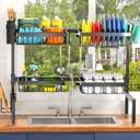 YKLSLH 4 Baskets Over The Sink Dish Drying Rack, Extendable Large Capacity Sink Rack, Metal Drying Rack Saving Space,for Most Sinks (26.57"-35")