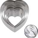 4 x Fumwase 6 Pieces Heart Cookie Cutter Set 3 Inch 2 Inch Heart Shaped Cake Cutter Stainless Steel DIY Biscuit Molds for Baking