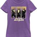 DC Comics Black Adam Panelup Girls Short Sleeve Tee Shirt, S, Purple