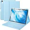 Harvopu Compatible for iPad Air 11-inch/ 10.9" Air 5th 4th Generation Case with Keyboard - Backlit Detachable, Folio Cover with Pencil Holder for iPad Air 11 Inch M4/M3/M2, Air 5/ Air 4 (Sky Blue)