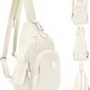 Corduroy Crossbody Sling Bag for Women, Cross Body Sling Chest Bag for Shopping Hiking with Dual Purpose Strap (Beige)