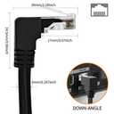 90 Degree Cat 6 Ethernet Cable DOWNWARD Angle 10FT RJ45 Network Patch Cord Down/Up/Right/Left Angle LAN Connection Cable for Router, Modem, PC, Computer, Laptop, and Smart TV, Black