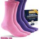 Pembrook Premium Diabetic Compression Crew Socks for Women - Running Socks, Short Compression Socks for Women - 2 Pairs (Large)
