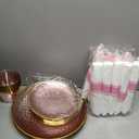175PCS Pink Hammered Plastic Dinnerware Set for 25 Guests