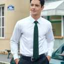 HISDERN Ties for Men Solid Tie Handkerchief Set Classic Woven Silk Business Polka Dot Mens Ties Necktie Wedding Party (01-green1)