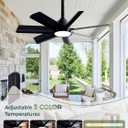 LANMEL 28 Inch Plug-In Outdoor Ceiling Fan with Light and Remote, Waterproof Hanging Fan Light with Hook, 6 Speed, Reversible, 3000k-6000k LED, Portable Fan for Camping, Patios, Porch, RV (Black)