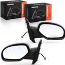 A-Premium Pair (2) Driver and Passenger Side Power Door Mirror - Compatible with Chevrolet Tahoe, Suburban 1500 2500 & GMC Yukon, Yukon XL 1500 2500 - Heated Manual Folding Black+Chrome