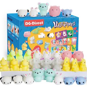 30 Packs Valentine's Day Cards with Mochi Squishy Toys, Mini Kawaii Stress Relief Squishy Toys Sets for Kids, Valentine's Day School Classroom Prizes, Valentine Exchange Gift