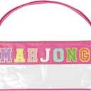 2 x RAWILL Mahjong Tile Bag with Shoulder Straps, Empty Mahjong Bags for Tiles and Racks, Case for American Mah Jong Set with Metal Zipper and Letters - Hot Pink (Case Only)