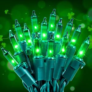 Hopolon Green Christmas Lights,50 Count 2PACK Green Wire 13 Feet Incandescent Mini Christmas Lights Plug in for Outdoor Indoor Halloween Tree Wedding Holiday Lighting Decor(2pcs Green)