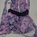 Evankin Women Sexy Hollow Dress Teddy Babydolls Dress Sleepshirts Hanging Neck Deep V Lace Nightshirts Skirt for Women (Medium, Purple)