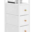 Narrow Storage Cabinet for Small Spaces Slim Bathroom Dresser with Drawers Tall Thin Storage Organizer for Bathroom Bedroom Skinny Cabinet (White, 4 Drawers with Charging Station)