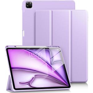 DTTO for iPad Air 13 Inch Case M3/M2 2025/2024, iPad Pro 12.9 Inch Case (6th/ 5th/ 4th/ 3rd Gen), Smart Slim Trifold Stand Soft Cover with Pencil Holder for iPad Air 13", Taro Purple