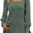 WIHOLL Womens Tops Dressy Casual Fall Sweaters Square Neck Fashion Clothes 2023 (Large)