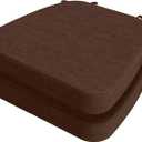 AAAAAcessories D-Shaped Chair Cushions, 2" Thick Dining Chair Pads with Ties and Removable, Machine-Washable Cover, 17" x 16", Set of 2, Brown