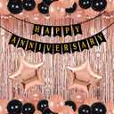 Party Propz Happy Anniversary Decorations - 34Pcs Rose Gold Wedding Anniversary Decoration for Bedroom | Happy Anniversary Balloons | Happy Anniversary Banner | Rose Gold Heart Balloons