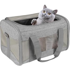 Cat Carrying Case - Pet Carrier Airline Approved, Protable and Breathable Pet Travel Carrier Removable Fleece Pad, Collapsible Cat Carrier Dog Carrier for Medium Cats Small Cats Dogs 20"×13"×13"inch