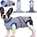 Kuoser Recovery Suit for Dogs Cats After Surgery, Professional Pet Recovery Shirt Dog Abdominal Wounds Bandages, Substitute E-Collar & Cone,Prevent Licking Dog Onesies Pet Surgery Recovery Suit (Medium (Back:13.4-16.1'', Weight:14-25 LB), GreyBlue)