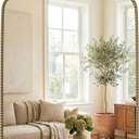 Vintage Gold Mirror, 30"x 40" Antique Gold Arched Wall Bathroom Mirrors