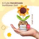 3 x Gossby Handmade Positive Sunflower Doll Crochet Plant - Appreciation Thank You for Being an Important Part Gift for Coworker, Sister Friend, Teacher - Mothers Day, Christmas, Birthday Gift Women, Men
