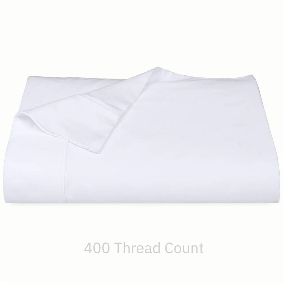 California Design Den Flat Sheet Only - 400-Thread-Count Twin Size Pure White Top Sheet - Luxury Soft, Lightweight and Breathable