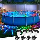 Solar Powered Pool Lights, Auto-ON/Off Floating Lights for Above Ground Framed Pools, Waterproof RGB Color Changing Light, Backyard Decor Accessories 4 Pack