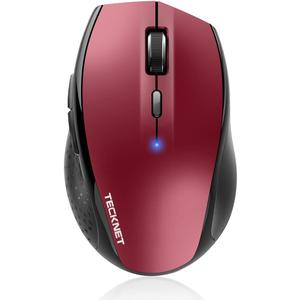 TECKNET Bluetooth Mouse, 4800 DPI Wireless Mouse, 2-Year Battery 6 Adjustable DPI, 6 Buttons Compatible with Laptop/Windows/Computer - Red