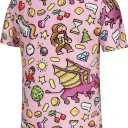 KYKU 80s Costume 90s Clothes Hawaiian Shirt for Men Button Down Shirts Short Sleeve Retro Disco Outfits (Pink, S)