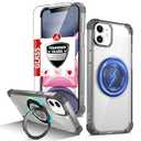 IYTRRYH for iPhone 11 Case Magnetic Compatible with MagSafe Wireless Charging, with 2 Screen Protector, for 11 Case Built-in 360°Kickstand Ring, Military Grade Drop Heavy Duty Protection Shockproof Black