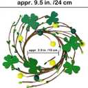 Winlyn 4 Pcs St. Patrick's Candle Ring Lucky Shamrock Candle Wreath Rings Green Clover and Berry Wreaths 9.5" for Spring Irish St. Patrick's Day Wedding Kitchen Cabinet Wall Window Front Door Decor