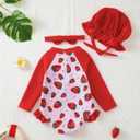 Renotemy Baby Girls Swimsuit Summer Infant Girl Bathing Suit Zipper Long Sleeve One-Piece Rash Guard Swimwear with Hat 3M-3Y