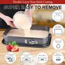 Kenond Large Springform Cake Pan, 14 x 11-Inch Rectangle Cheesecake Pan, Tiramisu Bakeware with 50Pcs Wax Paper, 3Pcs Spatula Set, Non-Stick Baking Pan Mold Leakproof