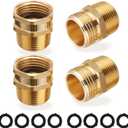 JOEJET Garden Hose Connector, 3/4'' GHT Female and Male to 3/4'' NPT Male, Metal Brass Water Hose to Pipe Thread Adapters and Fittings (3/4'' GHT to 3/4'' NPT)