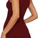 Women's Dresses Casual Boat Neck Sleeveless Ruched Mini Dress Tiered Layered Ruffle Hem A-Line Summer Short Dress (XL)
