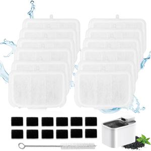 12 PCS Upgraded Pet Cat Kit Water Fountain Filters Unit Rect Fit For Eversweet MAX 105 fl oz/3L Automatic Pet Fountain, Include Replacement Filters and Replaced Foam Pump Filter