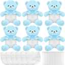 6 Sets Bear Blindfolded Diaper Changing Coed Baby Shower Games Kit Baby Dolls Bears Diapers for Bridal Shower Gender Reveal Games Prizes Gifts for Adults Boys Girls (Blue)