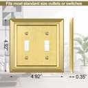 Metal Wall Plate for Electrical Outlets, Decorative Brass Gold Switch Plates Outlet Cover, Light Switch Cover Plate, 2-Gang Wall Plates (Double Toggle, 2 Pack)